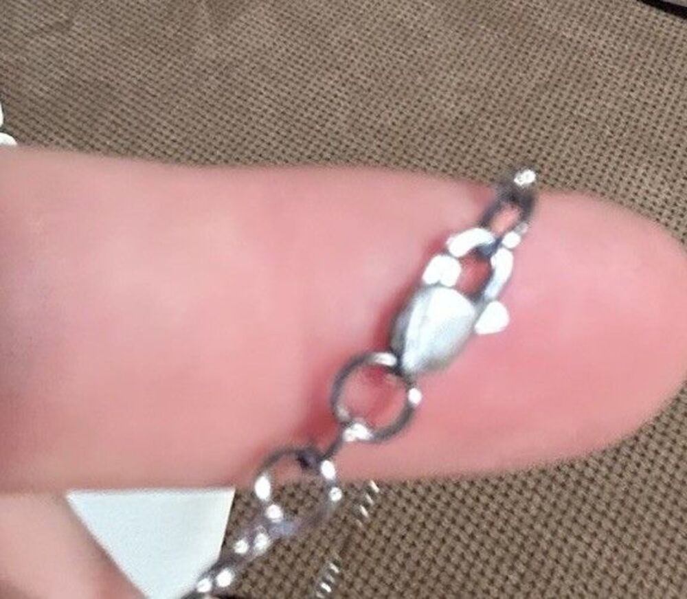Sterling Silver Solid Vintage Hershey Kiss Pendant & Silver Chain in Jewelry Box - Picture 6 of 8